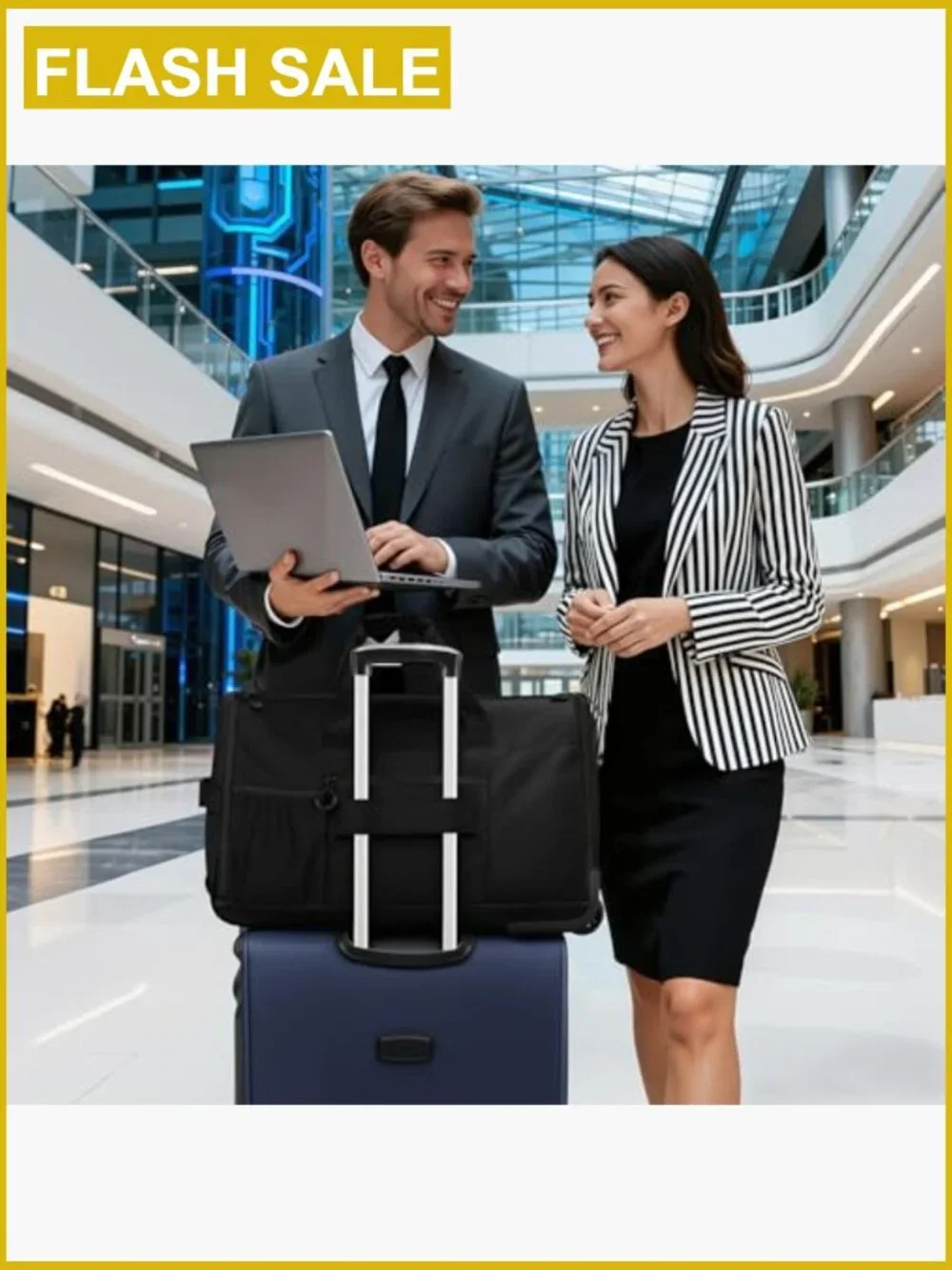 2-in-1 Rolling Garment Bag with Wheels, Lightweight Waterproof Duffel Travel Bag